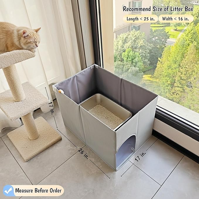 Dog Proof Cat Litter Box Enclosure, Open Top High Side, Less-Mess Extra Large Water Resistance Splash Guard for Pet Litter Pan, Scratch Proof Cover for Cat Litter Boxes