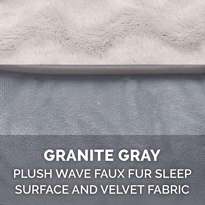 Furhaven Replacement Dog Bed Cover Perfect Comfort Plush & Velvet Waves Sofa-Style, Machine Washable - Granite Gray, Jumbo (X-Large)