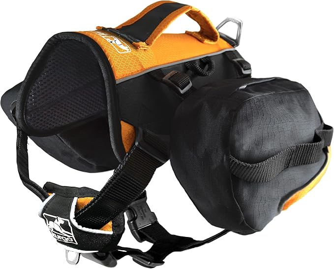 Kurgo Dog Saddlebag Backpack, Back Pack Dog Harness, Hiking Pack for Dogs, Packs for Pets to Wear, Camping & Travel Vest Harness, Reflective, Lightweight, Baxter Pack for Medium & Large Pets