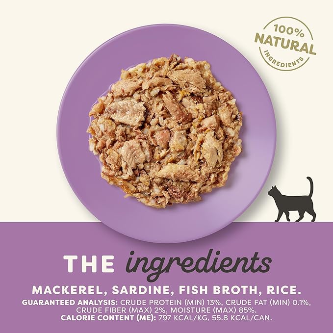 Applaws Natural Wet Canned Cat Food, Limited and Natural Ingredients, High Protein with No Artificial Additives, Mackerel & Sardine in Broth (24 x 2.47oz Cans)