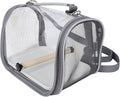 HANABASS Portable Bird Travel Cage Carrier for Small Birds Lightweight Grey Travel Bag with Perch for Small Parakeets Parrots Conures Transport
