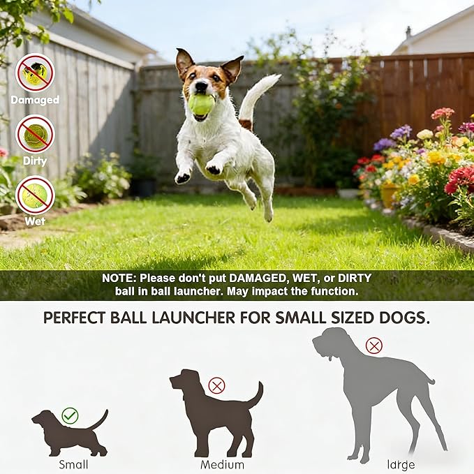 Automatic Dog Ball Launcher, Dog Ball Thrower Machine with 10-30Ft 3 Launching Distance, Interactive Toys for Small Dogs