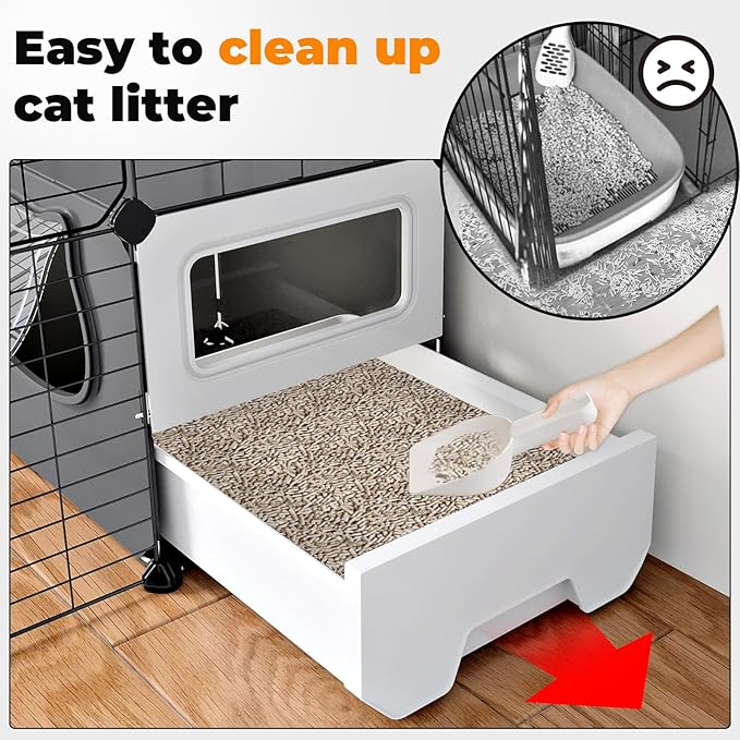 Oneluck Cat Cage with Litter Box, 4-Tier DIY Enclosures Detachable Metal Wire Kennel Catio Indoor Crate Large Exercise Place Ideal for 1-2 Cats