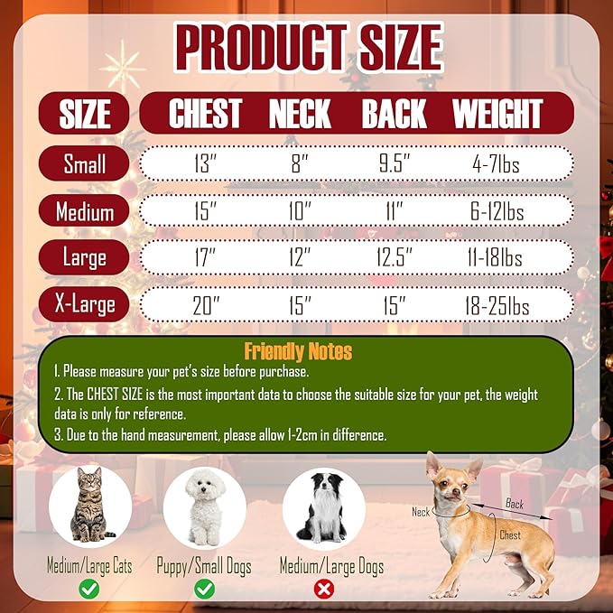 Dog Christmas Dress Santa Hat Dog Christmas Outfit Holiday Santa Costume Outfit Clothes for Small Medium Dogs (Large)