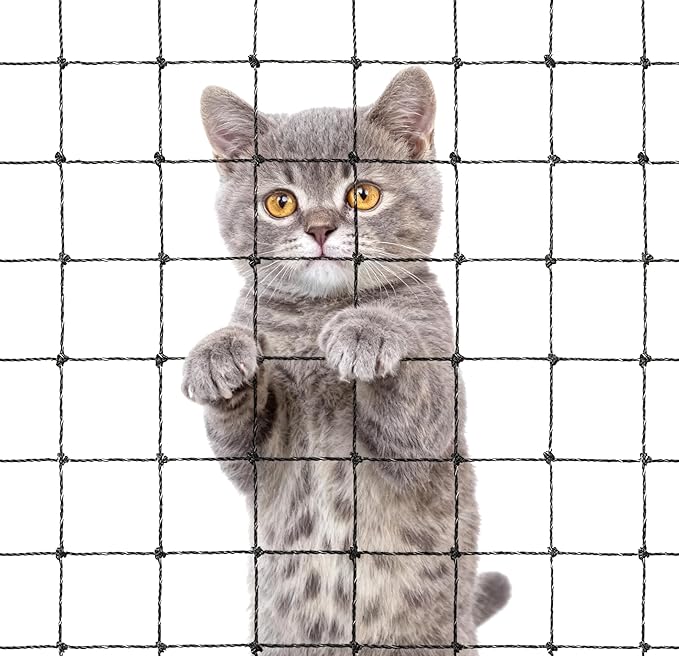 Net Balcony Barrier for Cats, Cat Netting Fence, Indoor Outdoor Barrier, Balcony Cover, Cat Proof Fence Topper Safety Net, 10 X 13 Ft Patio Netting for Pets, Steel Wire Window Guards