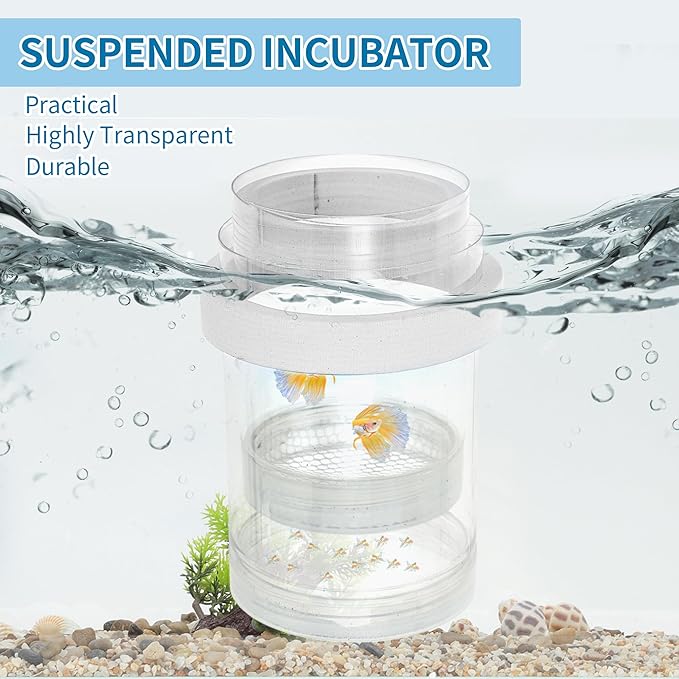 Suspensions Breeder Box, Floating Mesh Isolation Fish Tank Separator Set, Ideal for Aquatic Pets, Small, White, 1 Set