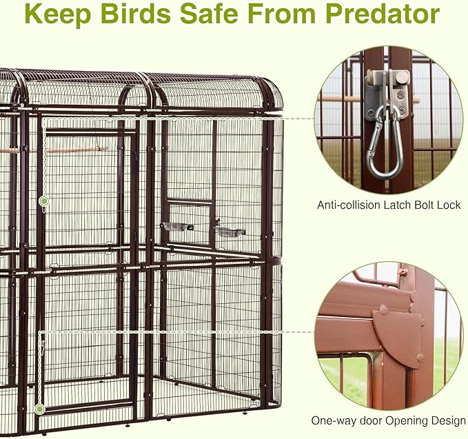 87-Inch Heavy Duty Walk-in Bird Cage – Large Outdoor Aviary Metal Birdcage with Stand, 7.22x5.25x6.8ft Flight Space for Macaw, Budgie, Conure, Lovebird, Parakeet, Cockatiel