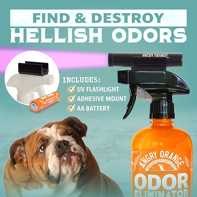 Angry Orange UV Flashlight - Portable LED Black Light for Pet Urine Detection, Dog/Cat Urine Detector for Dry Stains and Bed Bug, Matching with Pet Odor Eliminator