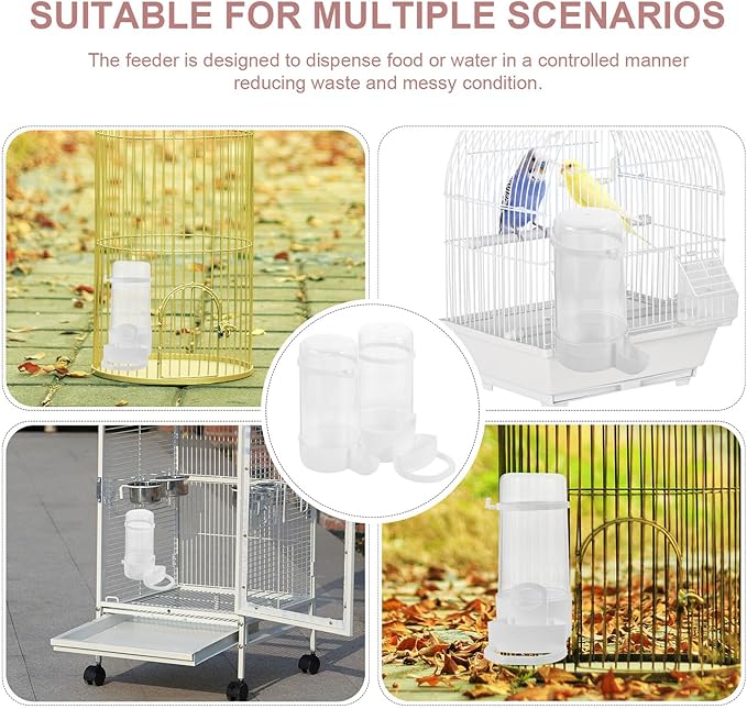 Mobestech 2pcs Automatic Bird Waterer and Food Feeder Kit for Cage Bird Feeding Watering Supplies with Food Dispenser Cockatiel Cage Accessories for Parrot