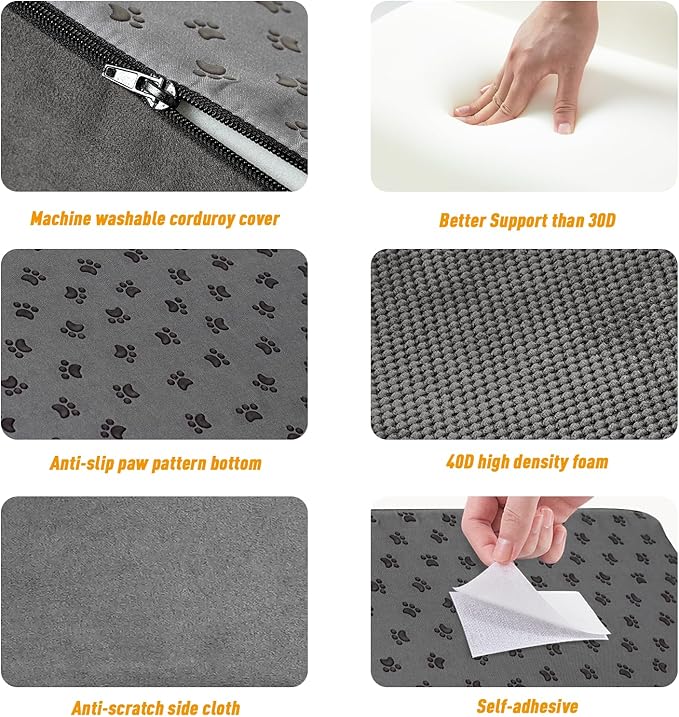 40D Density Foam Dog Ramp with Anti-Slip Bump for Stairs Suits for Small Dogs Cats, Pet Ramp Steps Stairs for Staircase Indoor with Self-Sticky Pads to Fix(6Pack, Gray)