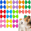 24PCS Big Dog Hair Bows for Large Dog Long Hair Solid Color Pink Bule Red Purple Yellow Green Orange Rose Girl Boy Bowknot Topknot Grooming Hair Accessories