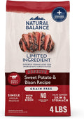 Natural Balance Limited Ingredient Adult Grain-Free Dry Dog Food, Reserve Sweet Potato & Bison Recipe, 4 Pound (Pack of 1)