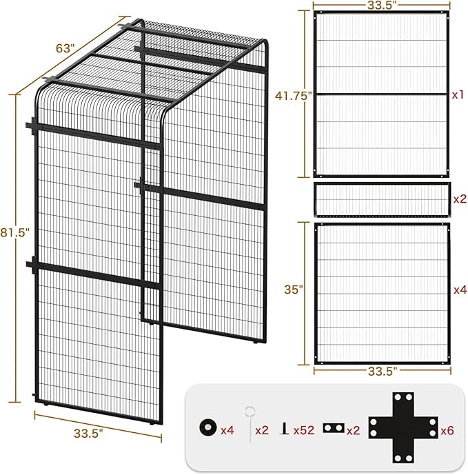 wonline 10FT Extra Large Bird Cage for Parakeets Outdoor Bird Aviary Parrot Cage with Perch, Walk-in Heavy Duty Birdcage for Macaws Canaries Parrots Budgie Lovebirds, Black