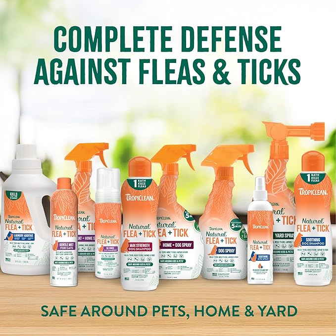 TropiClean Soothing Flea and Tick Shampoo for Dogs, Powerful & Natural Defense, for Large & Small Dogs, Made in USA, 20oz