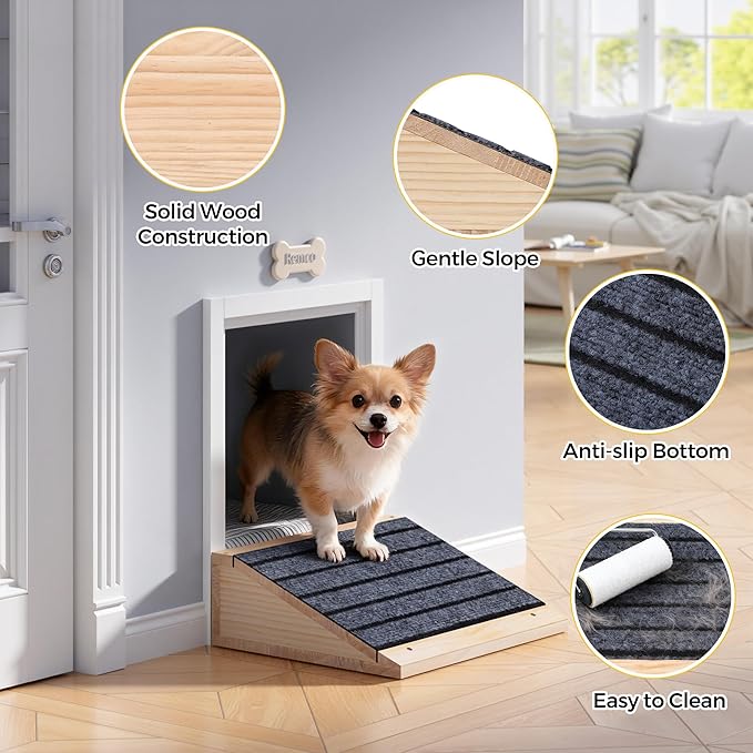 COZIWOW 2 PCS Dog Ramp for Stairs, Non-Slip | Sturdy | Wooden Dog Stairs Pet Ramp for Small Medium Dogs Cat, Pet Steps Stair Wedges Assist for Injured & Older Pets, Gentle Slope Step Stairs(2)