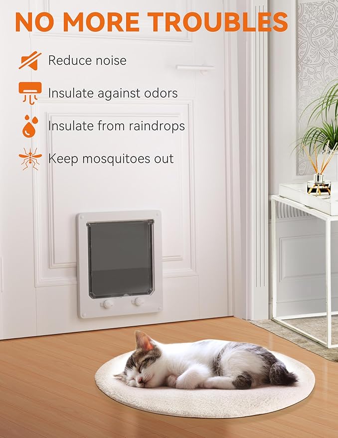 LIBBEPET Cat Door Interior Door, Indoor Cat Doors, X-Large Pet Doors for Cats Up to 25 lbs(Frame Size 9.8" x 11.6"), Upgraded 4 Way Locking Kitty Door for Interior & Exterior Doors, Easy to Install