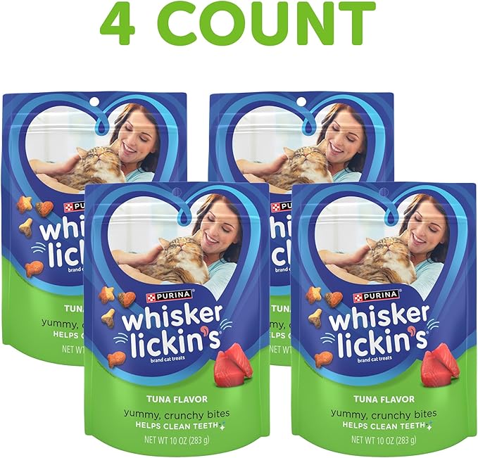 Whisker Lickin's Purina Cat Treats,Crunchy and Yummy Tuna Flavor - 10 oz. Pouches,(Pack of 8)