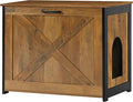 Dwanton Cat Litter Box Furniture Hidden, Cat Litter Box Enclosure, Reversible Entrance Can Be on Left or Right Side, Indoor Cabinet, Wooden Washroom, End Table, Nightstand, Warm Brown, 27.6" L