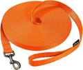 HIKISS Long Dog Leash Obedience Recall Training Agility Lead with Thickening Material for Large Dog - 15ft 20ft 30ft 50ft 100ft Training Leash(Orange 20ft)
