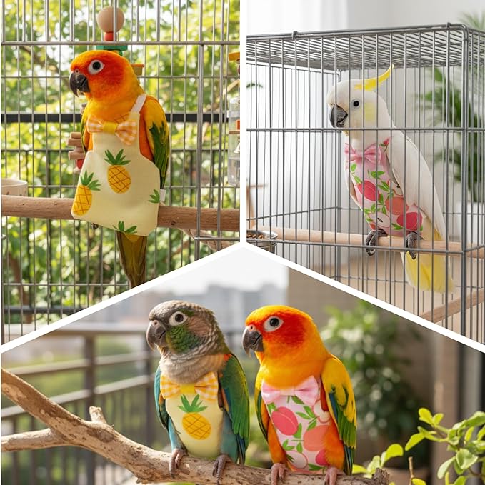5-Piece Set with Cherry,Bird Diaper, Chicken Diaper, Chicken Diapers for Indoor Chickens, Pineapple, Yellow Duck, Banana, and Bow Designs, Soft Fabric