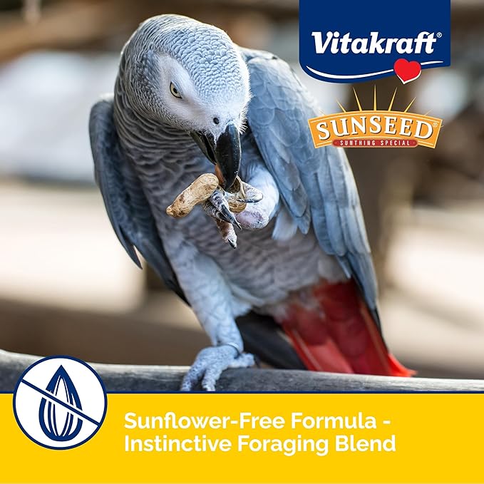 Vitakraft Sunseed Vita Prima Safflower Formula Parrot Food for Medium and Large Birds 4 lb. Bag with Seeds Grains Fruits and Veggies for Wholesome Daily Nutrition Your Parrot is Family