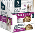 JustFoodForDogs JustFresh Boosts Hip & Joint Support Dog Food Topper with Glucosamine, Bone Broth, and Omega-3 Fatty Acids, 8 oz Pouches - 8 Pack