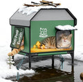 Apasiri Heated Outdoor Cat House for Winter: Insulated with Heating Pad, Indestructible Weatherproof Winter Shelter, Elevated Support to Keep Interior Dry for Stray Cats, Medium