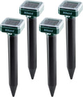 NIKAND Solar Mole Repellent Ultrasonic 4 Pack Outdoor Powered Sonic Deterrent - Mole Stopper Scare Vole for Lawn Garden Yard Home - Groundhog Repeller Snake Rodent Gopher Spikes Chaser Pest (4 Pack)