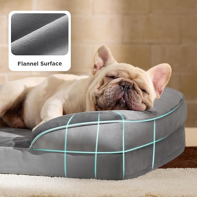 Bedsure Orthopedic Dog Bed Medium Size Dogs - Washable Medium Dog Cat Bed Waterproof, Comfort Pet Couch Sofa with Washable Removable Cover, Pets Bed with Nonskid Bottom, Dune Haze Blue, 28"
