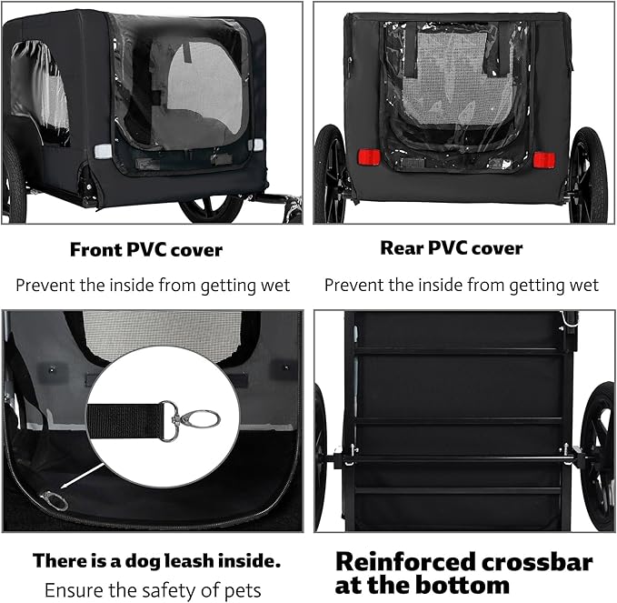 Anwick Dog Bike Trailer, Heavy Duty Dog Trailer for Bicycle, Cart Pet Bike Carrier with 3 Doors, 16" Wheels, Flag, Collapsible to Store, Pet Cart Bicycle Carrier for Small and Medium Pets