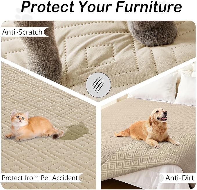 hyha Waterproof Dog Blanket, Soft Dog Bed Cover Pet Blankets, Waterproof Sofa Couch Cover for Dogs Washable, Reversible Pet Couch Covers for Sofa Furniture (52x82 Inch, Taupe/Taupe)