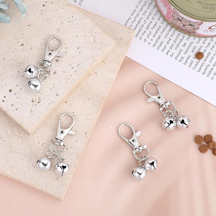 4 Pcs Mini Dog Collar Bells, Cat Bell, Silver Pet Pendant Accessories for Training, Loud Charms for Dogs and Cats