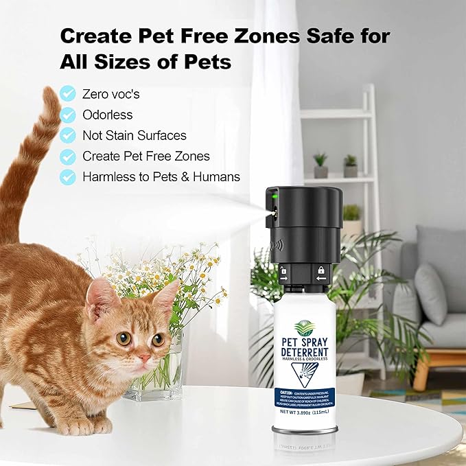 Cat Spray Deterrent System, Pet Deterrent Device Refill, CATSSS Refill [ 11.67Oz & 3 Pack ] Safe for Cats & Dogs Motion Activated Pet Deterrent Spray System-Only Applicable to The First Generation