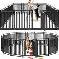 Dog Fence Outdoor Indoor, 47 Inch Height 16 Panels Dog Playpen for Large/Medium/Small Dogs Metal Dog Pen for Yard Camping and RV | Black-Silver