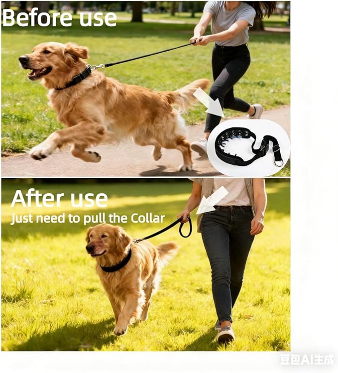 Lightweight Prong Collar for Dogs, Reflective No Pull Dog Collar | Adjustable Size Dog Pinch, Breathable Woven Fabric Air Grid Technology, Martingale Collar for Dogs Training(Black-XL)