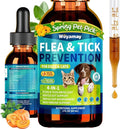 4-IN-1 Flea and Tick Prevention Drops for Dogs and Cats, Natural Cat & Dog Flea and Tick Treatment, Supports Flea Defense, Gut Health, Skin & Coat Nourishment, and Immune Support, Bacon Flavor