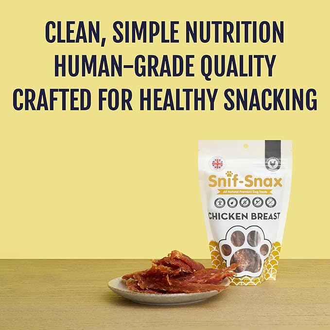 Snif-Snax Smoked Chicken Breast Dog Treats (4oz, 3-Pack) – All Natural Human Grade Jerky – Grain Free Training Treats for Dogs – Single Ingredient, Chicken Strips for Small, Medium & Large Dogs