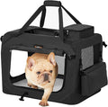 Feandrea 24 Inches Collapsible Soft Dog Crate, Portable Travel Dog Crate for Indoor and Outdoor Use, Dog Carrier Kennel with Safety Zippers, for Living Room, Car, Travelling, Camping, Black UPDC60H