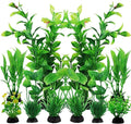 PietyPet Fish Tank Accessories Green Plants, 10pcs Green Fish Tank Decorations, Aquarium Decor Plastic Plants