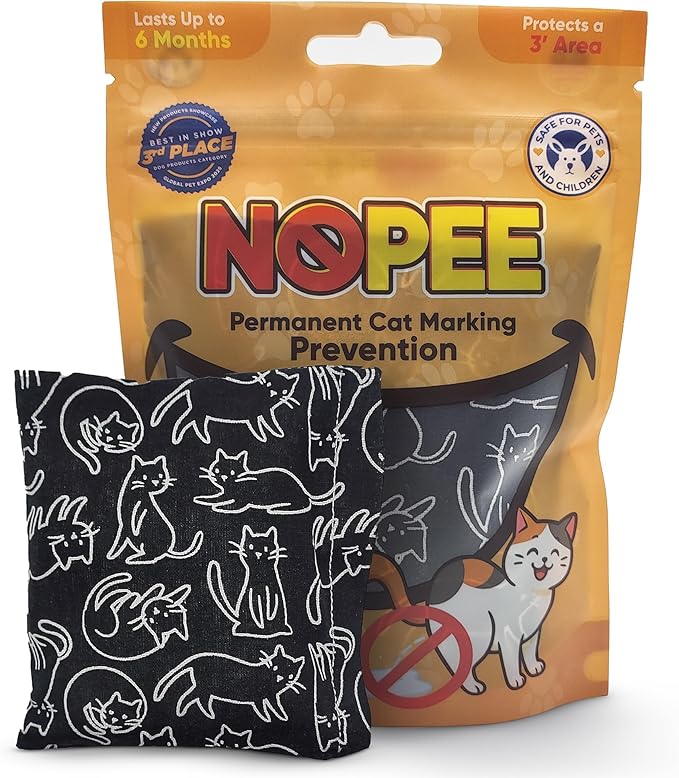 Cat Marking Prevention - Indoor - Permanent - Effective - Stops Cats from Marking or Peeing - Eliminates a Cats' urge to Mark, Put Bag Down & Your Problem is Solved! (Black with Cats)