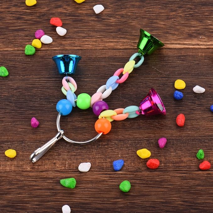 Hypeety Parrot Chew Toys Swing Colorful Bells Chandelier Bird Hanging Toy Parrot Cage Craft Toys Cages African Grey Conure Cockatiel Hanging Bell B