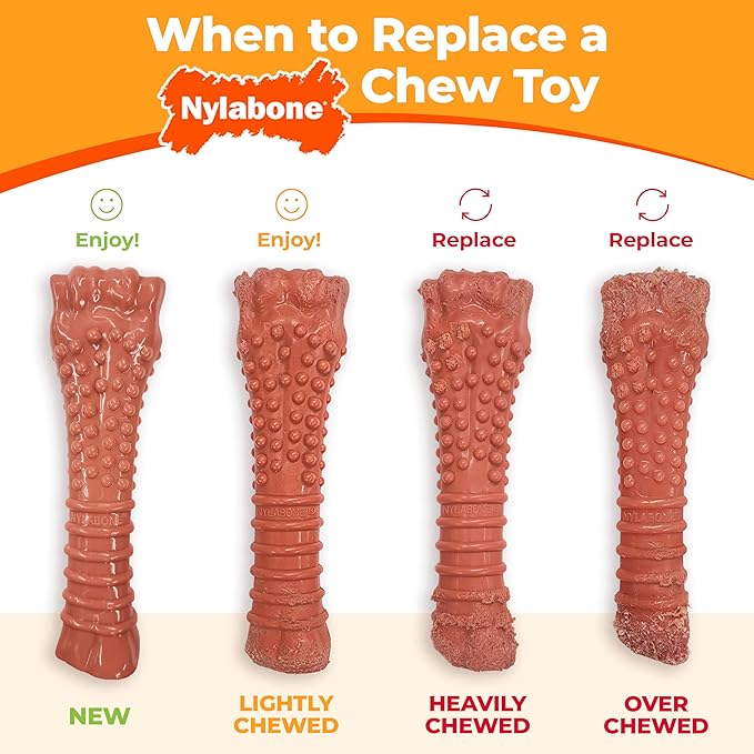 Nylabone Original Bone Power Chew Toy for Dogs, Durable & Tough Dog Toys for Aggressive Chewers, Chicken Flavor, Medium - Up to 35 lbs, 1 Count