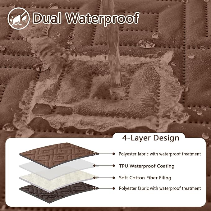 hyha Waterproof Dog Blanket, Soft Pet Bed Blankets, Waterproof Sofa Couch Cover for Dogs Washable, Reversible Pet Couch Covers for Sofa Furniture (30x90 Inch, Brown/Chocolate)
