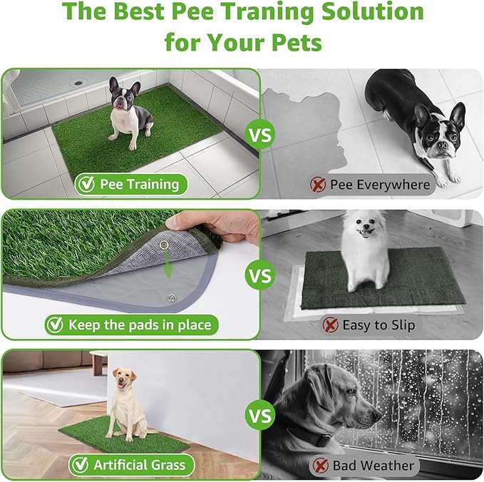 Dog Grass Mat with Pee Pad: Artificial Indoor Grass Potty Training Pads for Dogs Doggies Washable,Reusable Puppy Pads Leakproof on Outdoor Patio Balcony Apartment(39x31.49'')