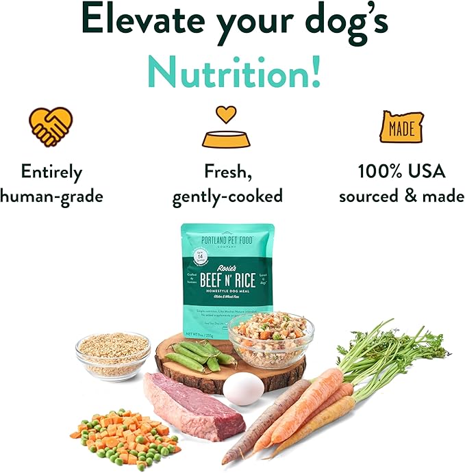Portland Pet Food Company Fresh Dog Food Pouches - Human-Grade Topper Mix-Ins & Wet Pet Meals - Small & Large Breed Puppy & Senior Dogs - Gluten-Free Limited Ingredient Meal Toppers - 8 Pack Variety
