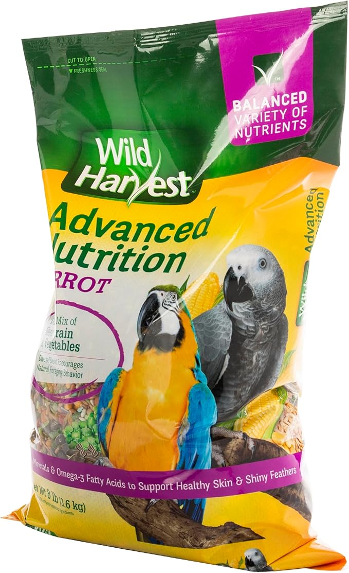 Wild Harvest Advanced Nutrition Parrot 8 Pounds, Seed, Grain and Vegetable Mix (Pack of 2)