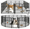 Metal Dog Playpen 40" 16 Panels with 2 Doors for Medium Large Dogs, Indoor Outdoor Exercise Pen for Yard RV Camping, Thickened Steel Tube, Gravity Lock & Ball Head Iron Rods