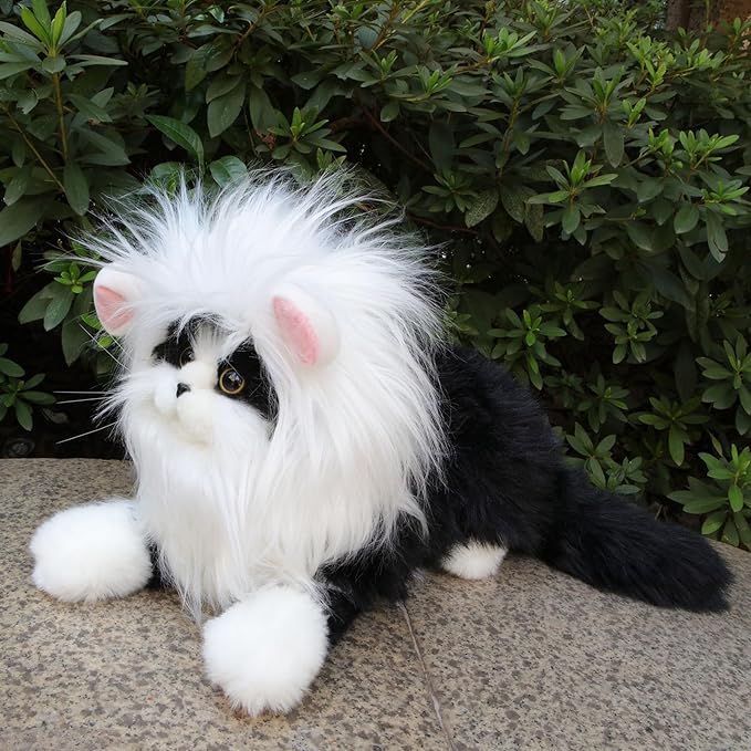 Lion Mane Wig for Cat,Dog and Cat Costume,Funny Pet Cat Costumes for Halloween Christmas, Parties, Photo Shoots (Size M, White with Pink)