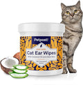 Petpost | Cat Ear Cleaner Wipes - Ultra Soft Cotton Pads in Coconut Oil Solution - Treatment for Removing Cat Ear Dirt & Wax 100 ct.