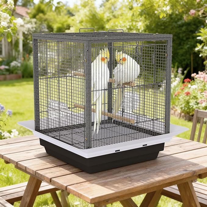 24 Inch Small Bird Cage with Stand, Medium Bird Carrier for Parakeets, Canaries, Lovebirds, Small Quaker, Cockatiels, Budgie, Green Cheek,Conure